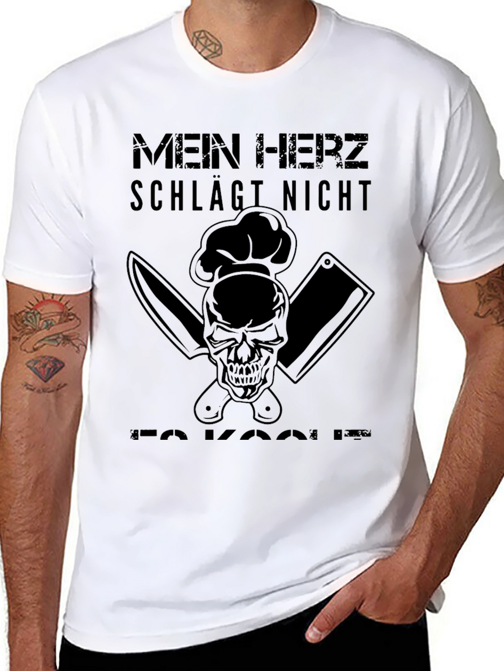 Mein Herz Kocht T-Shirt - Chef Skull Design