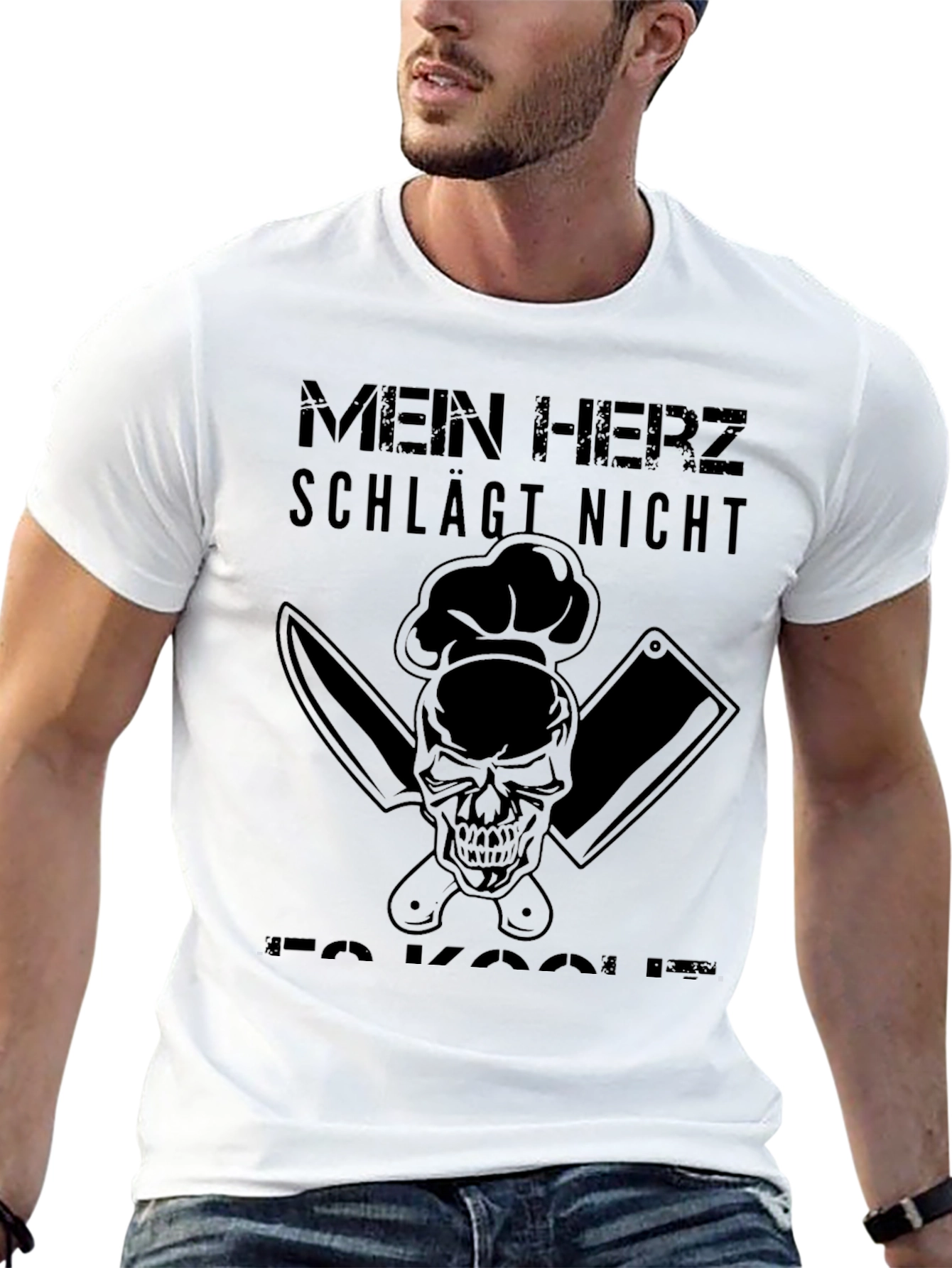 Mein Herz Kocht T-Shirt - Chef Skull Design
