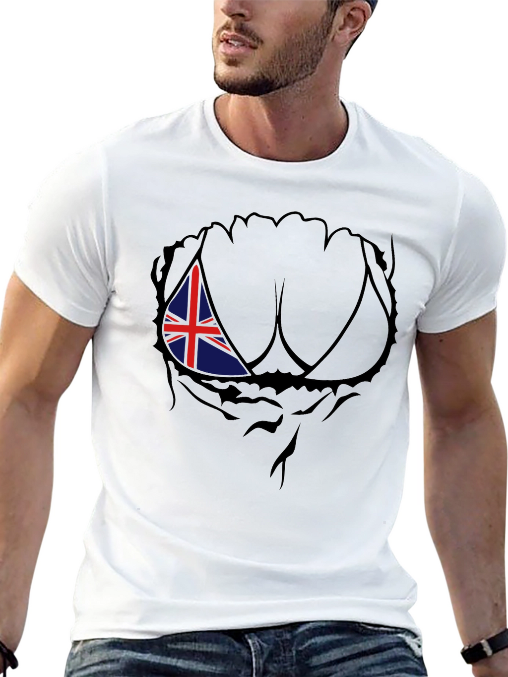 Union Jack Chest Rip Mens T-Shirt