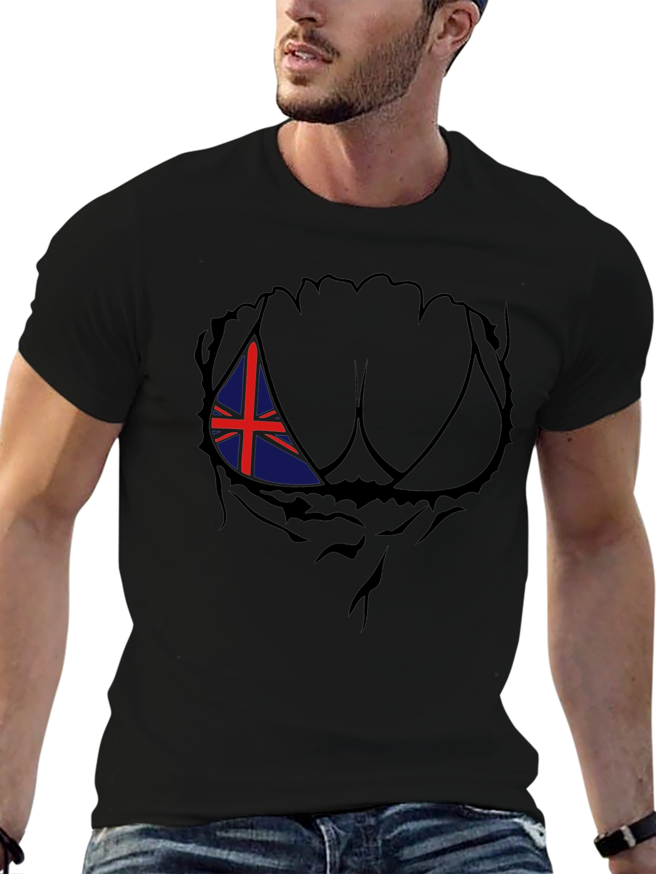 Union Jack Chest Rip Mens T-Shirt