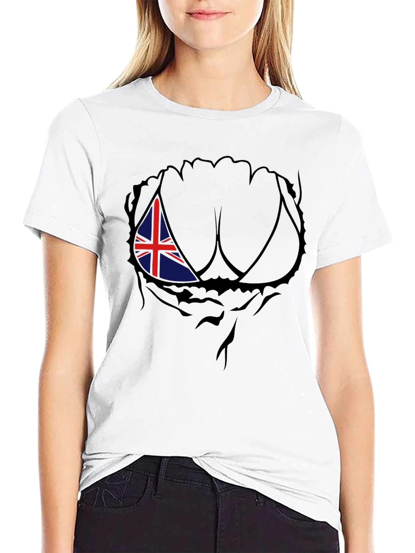 Union Jack Chest Rip Mens T-Shirt