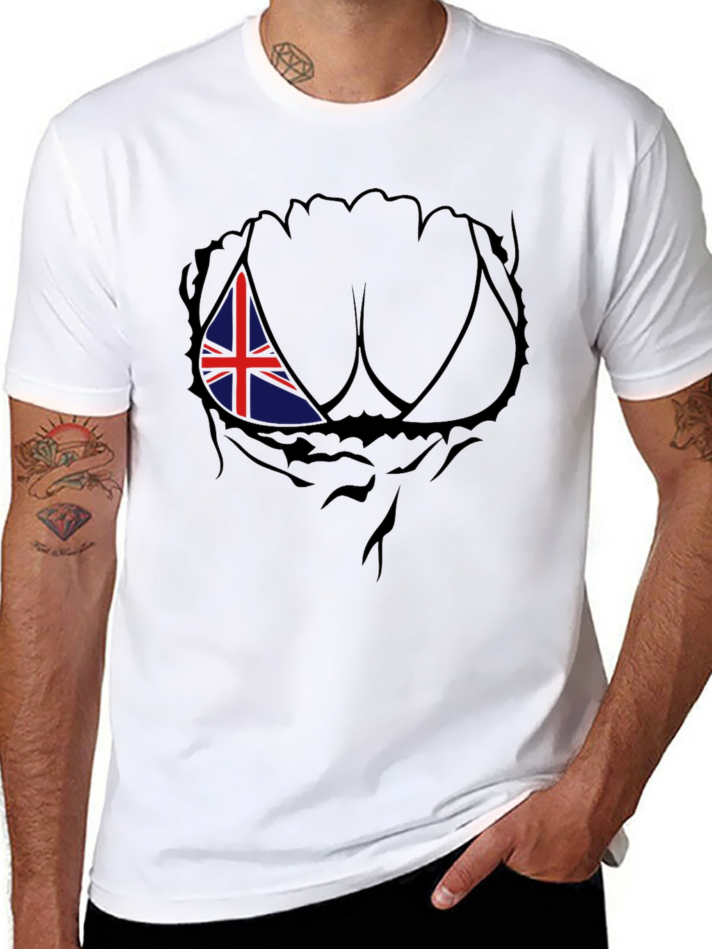 Union Jack Chest Rip Mens T-Shirt