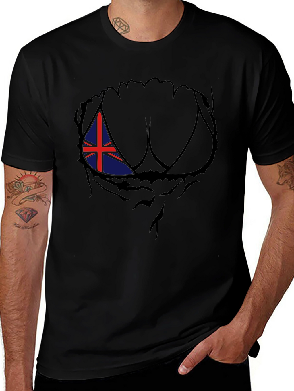 Union Jack Chest Rip Mens T-Shirt