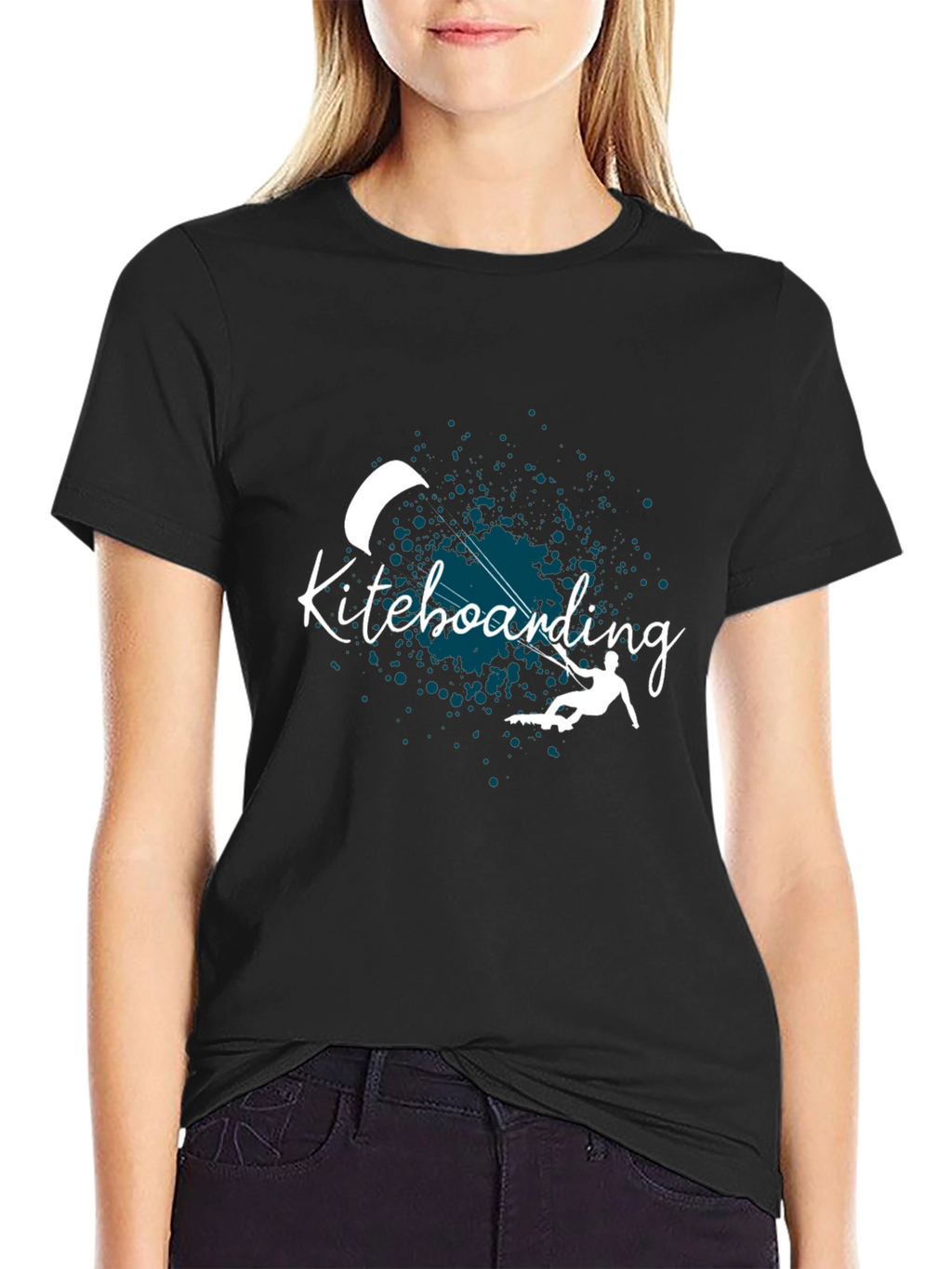 Kiteboarding Graphic Tee - Black Cotton T-Shirt