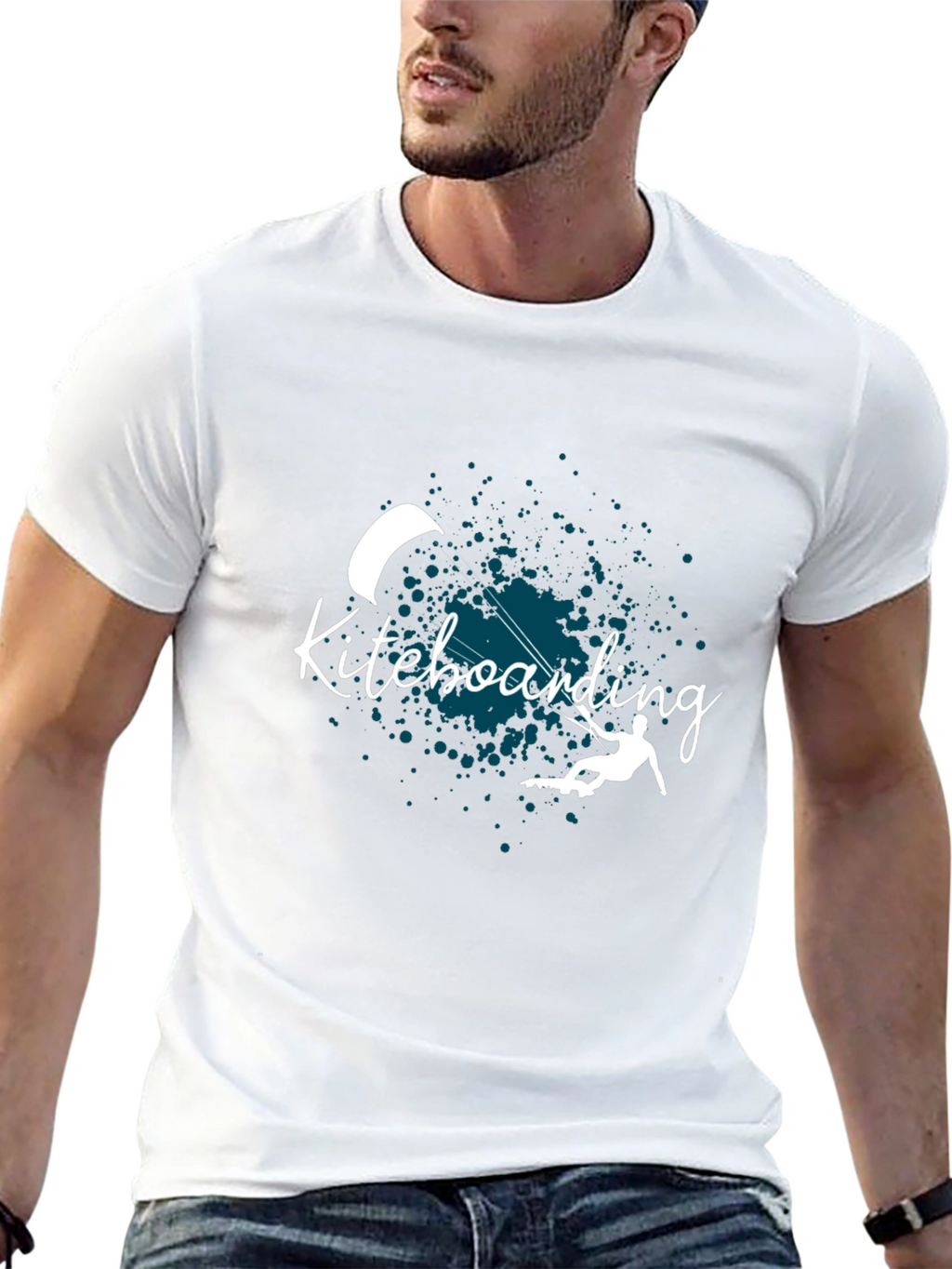 Kiteboarding Graphic Tee - Black Cotton T-Shirt