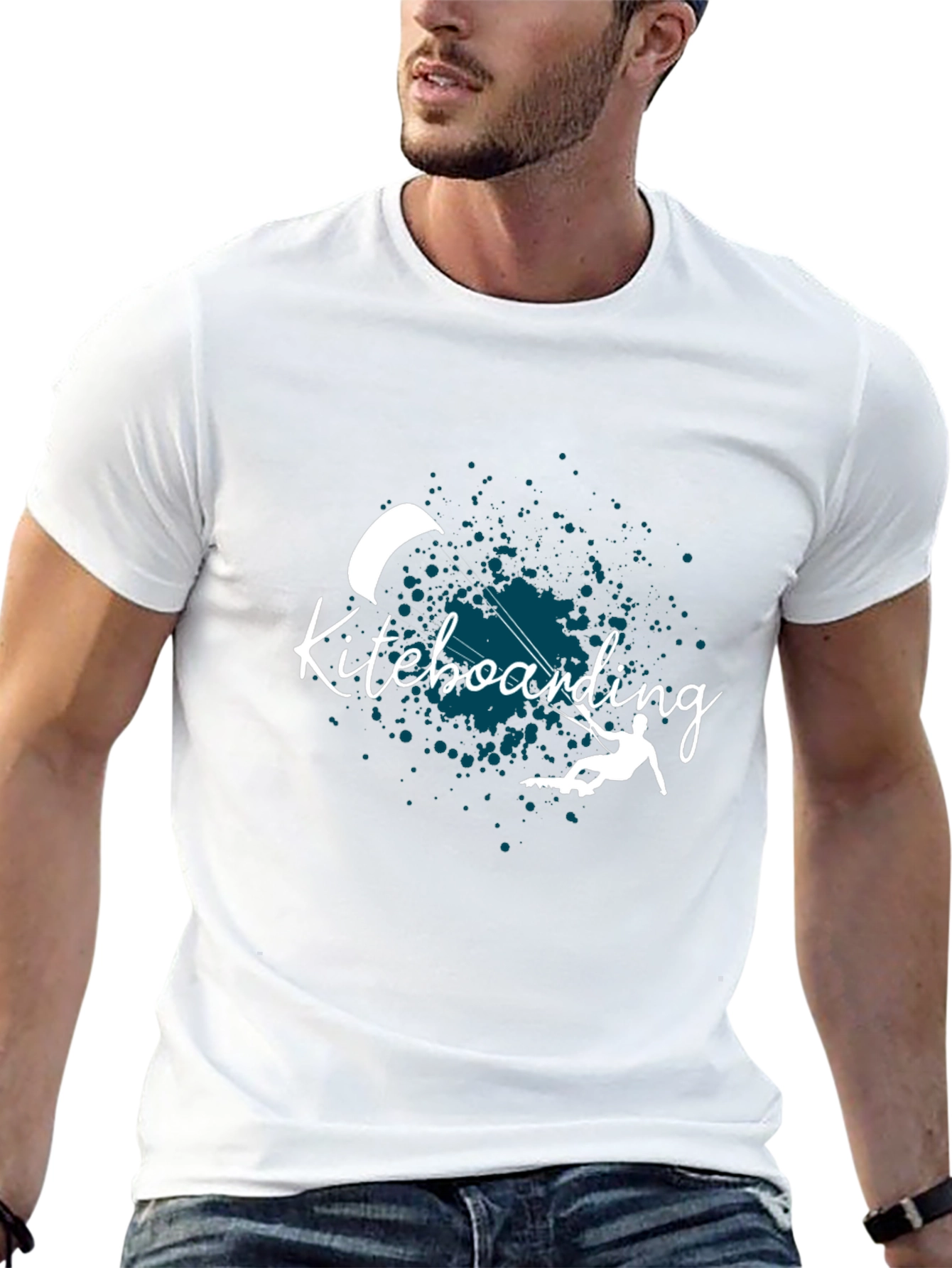 Kiteboarding Graphic Tee - Black Cotton T-Shirt