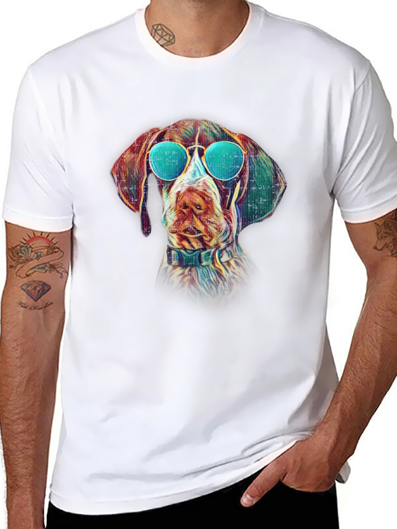 Cool Dog T-Shirt - Graphic Tee with Dog Wearing Sunglasses