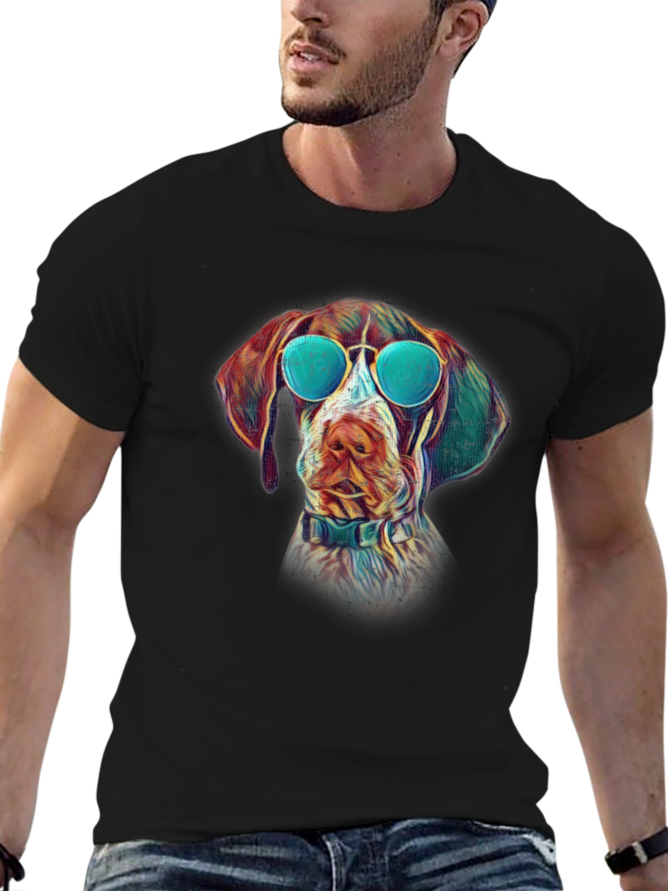 Cool Dog T-Shirt - Graphic Tee with Dog Wearing Sunglasses