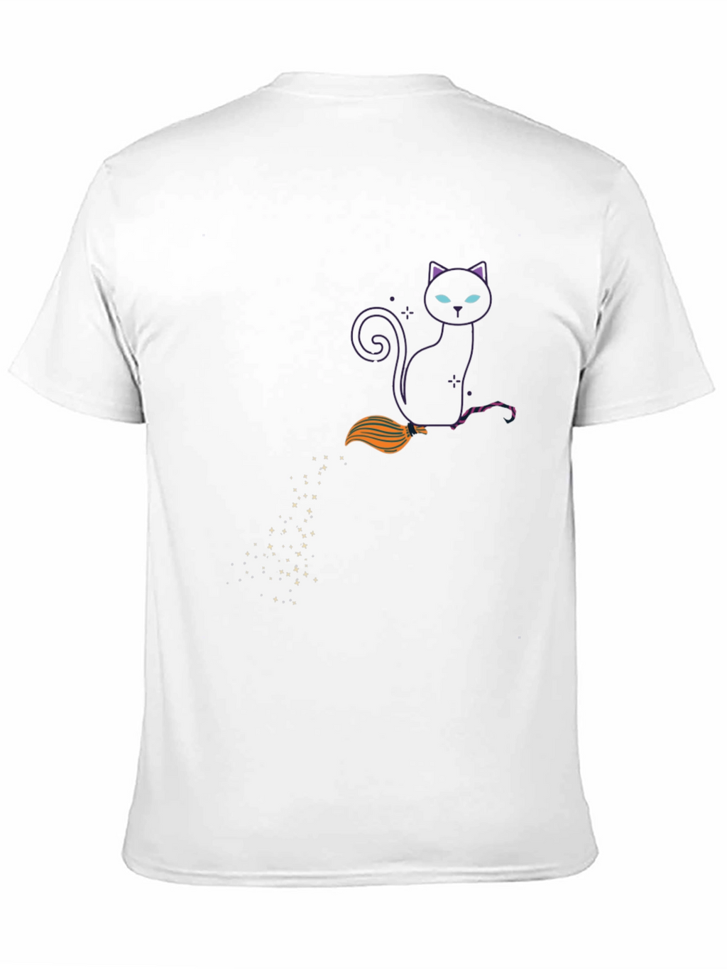 Witch Cat on Broom Black T-Shirt
