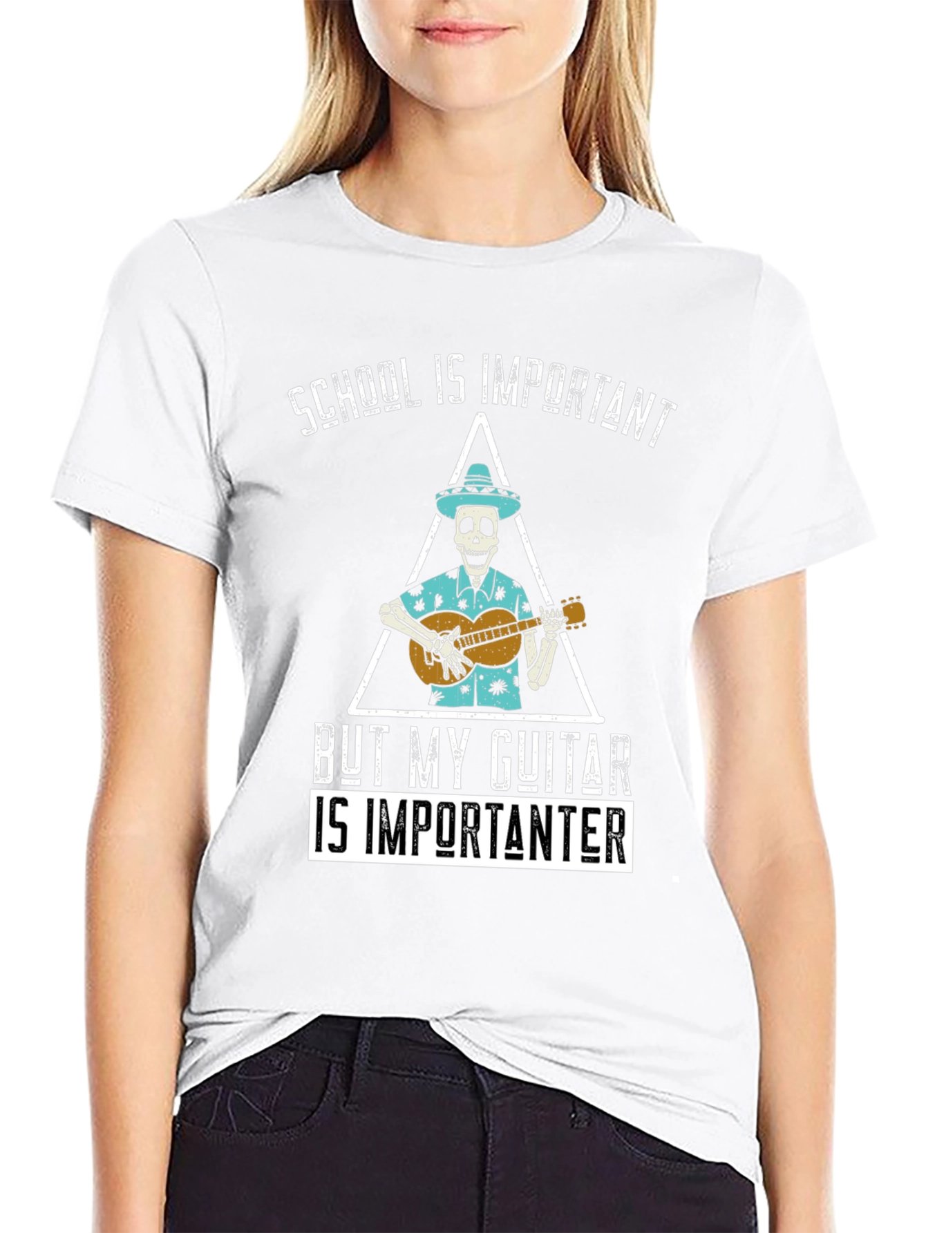 School is Importanter Guitar Skeleton T-Shirt