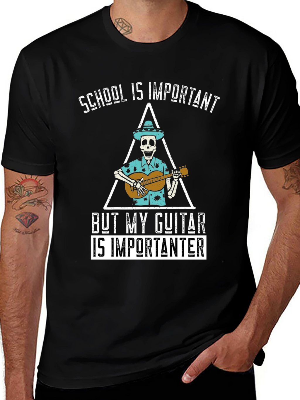 School is Importanter Guitar Skeleton T-Shirt
