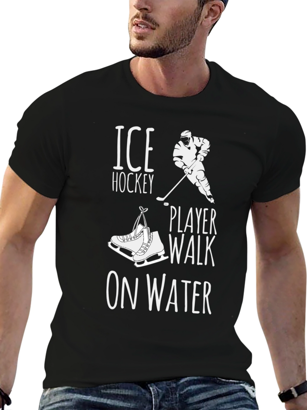 Ice Hockey Player Walk on Water Graphic T-Shirt