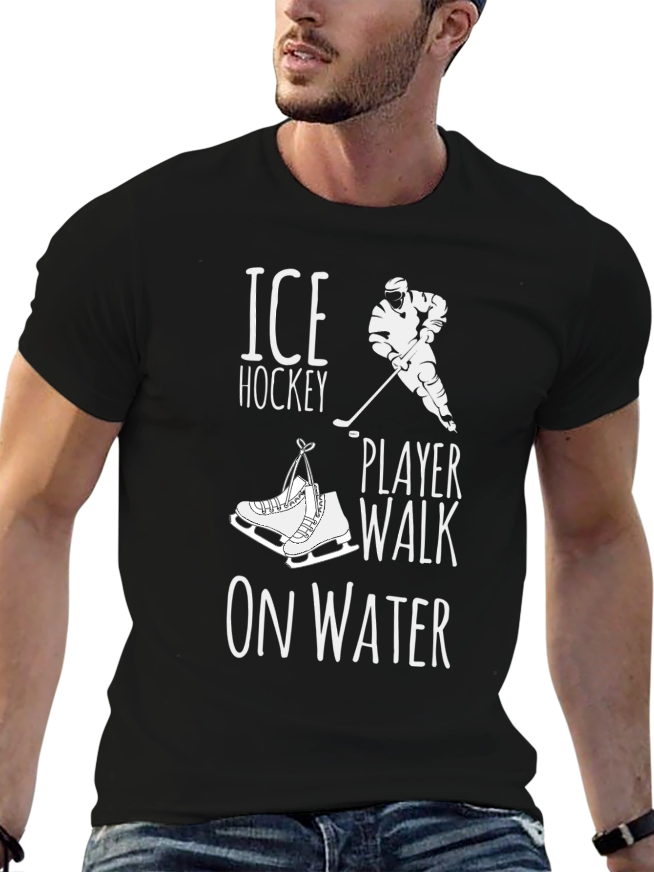 Ice Hockey Player Walk on Water Graphic T-Shirt