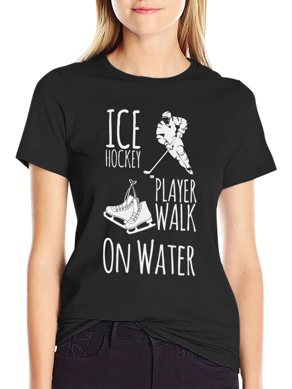 Ice Hockey Player Walk on Water Graphic T-Shirt