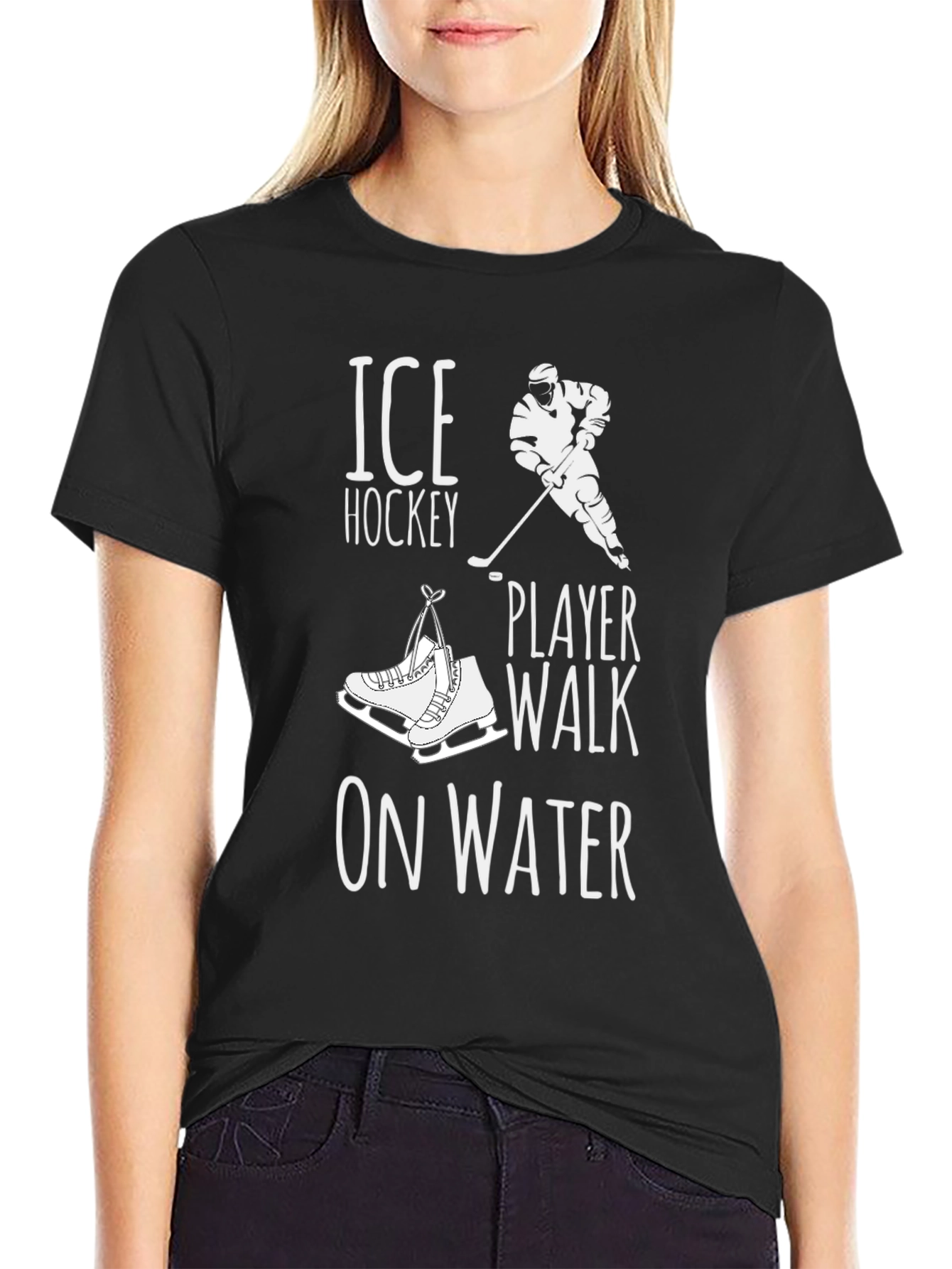 Ice Hockey Player Walk on Water Graphic T-Shirt