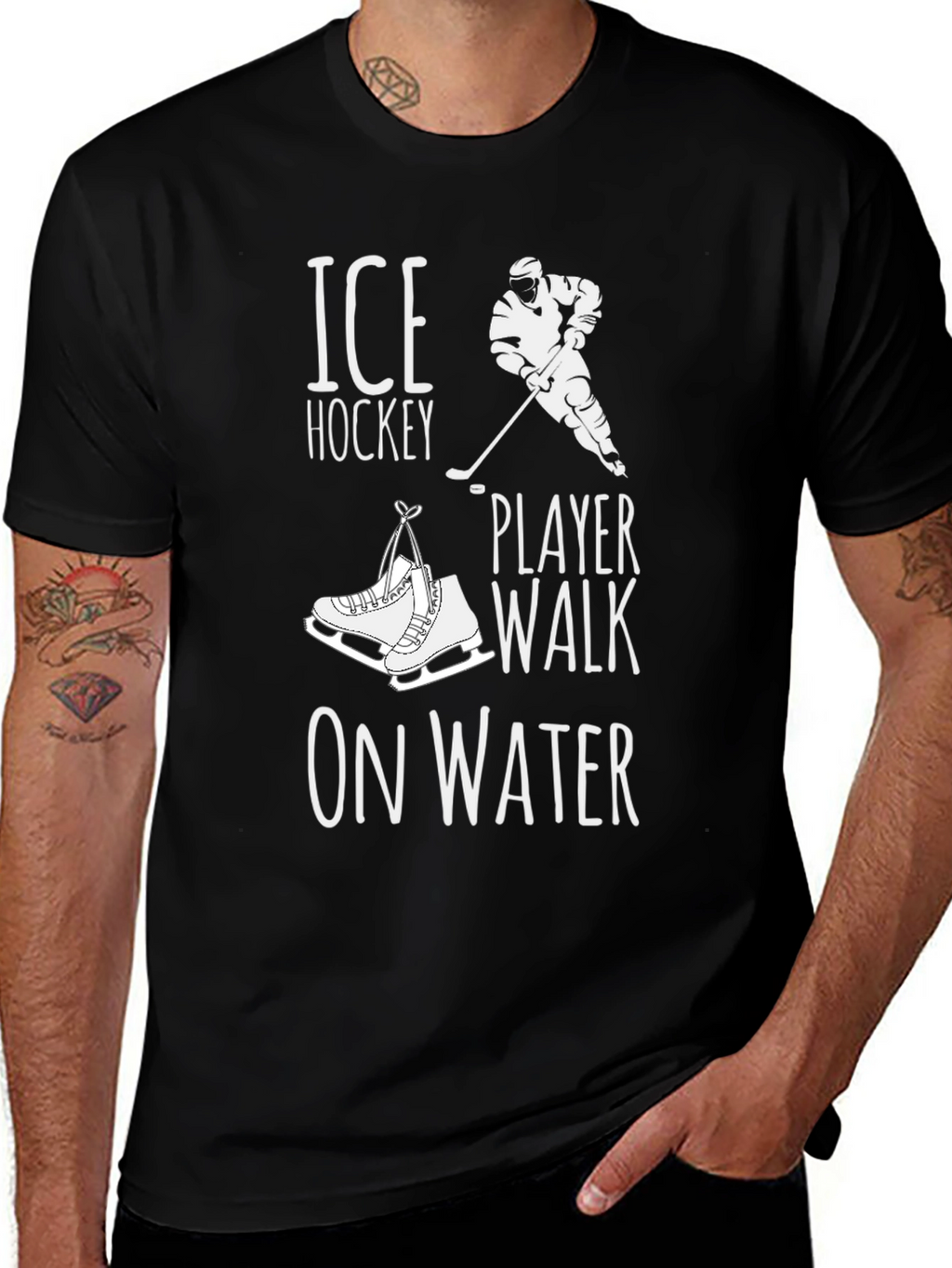 Ice Hockey Player Walk on Water Graphic T-Shirt