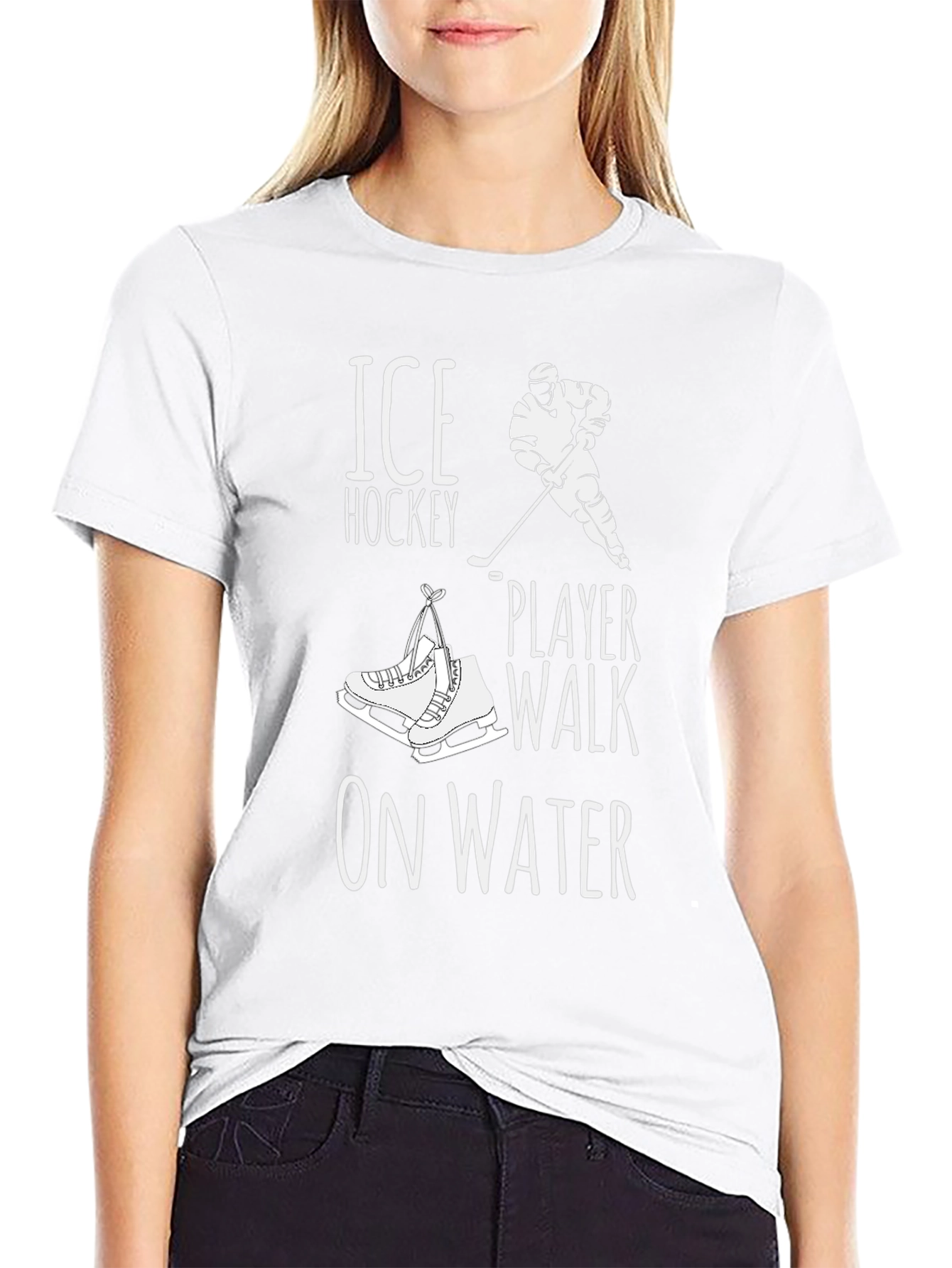 Ice Hockey Player Walk on Water Graphic T-Shirt