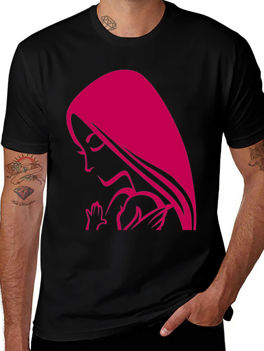 Madonna & Child Graphic Tee - Black Unisex T-Shirt