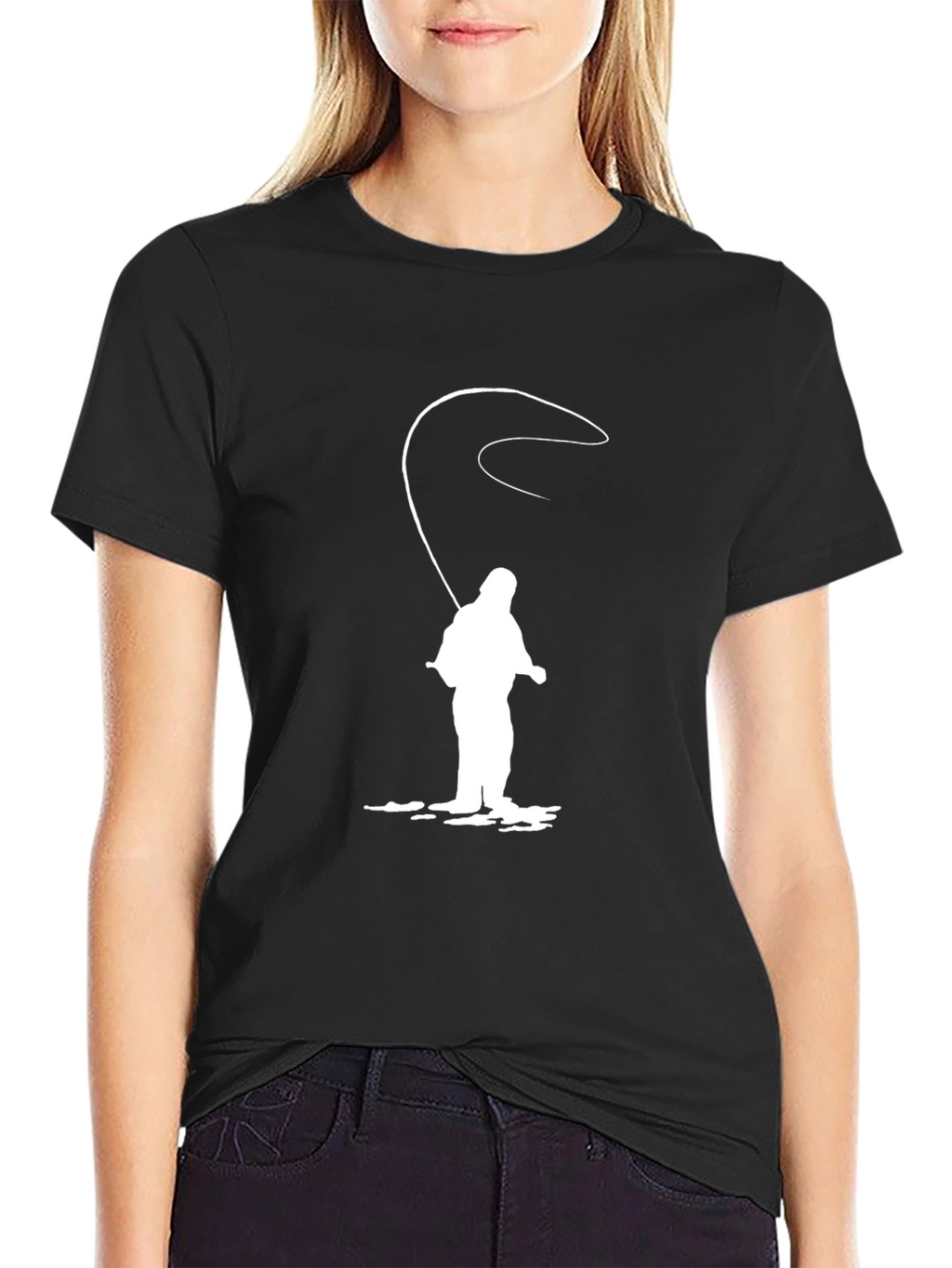Fishing Silhouette Black T-Shirt