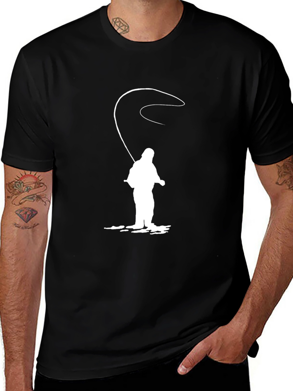 Fishing Silhouette Black T-Shirt
