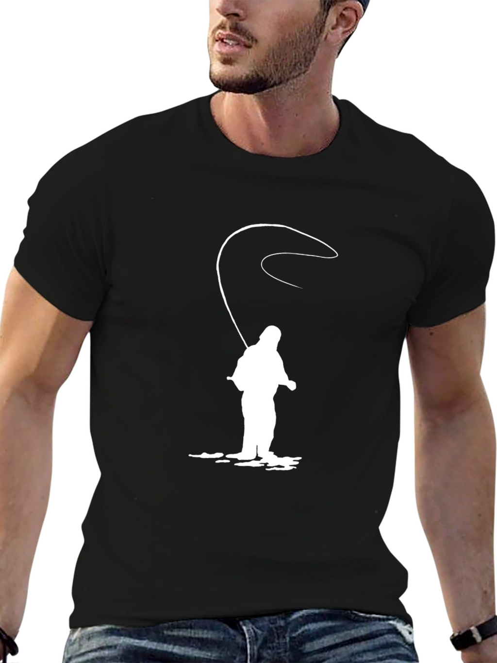 Fishing Silhouette Black T-Shirt