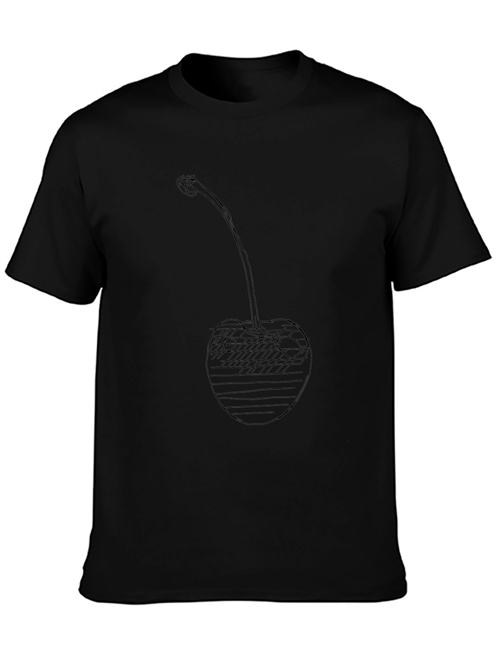 Cherry Sketch Graphic Black T-Shirt