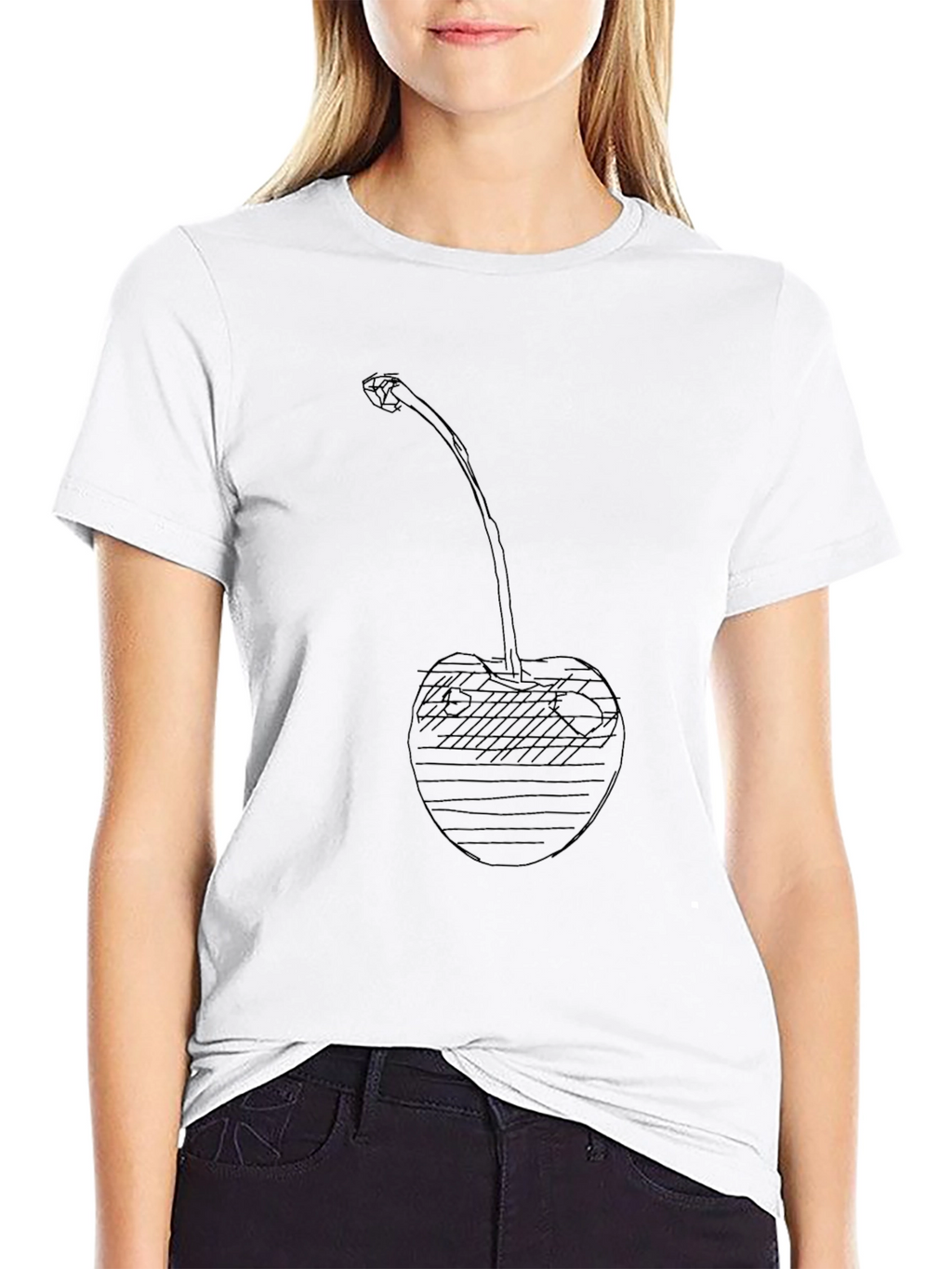 Cherry Sketch Graphic Black T-Shirt