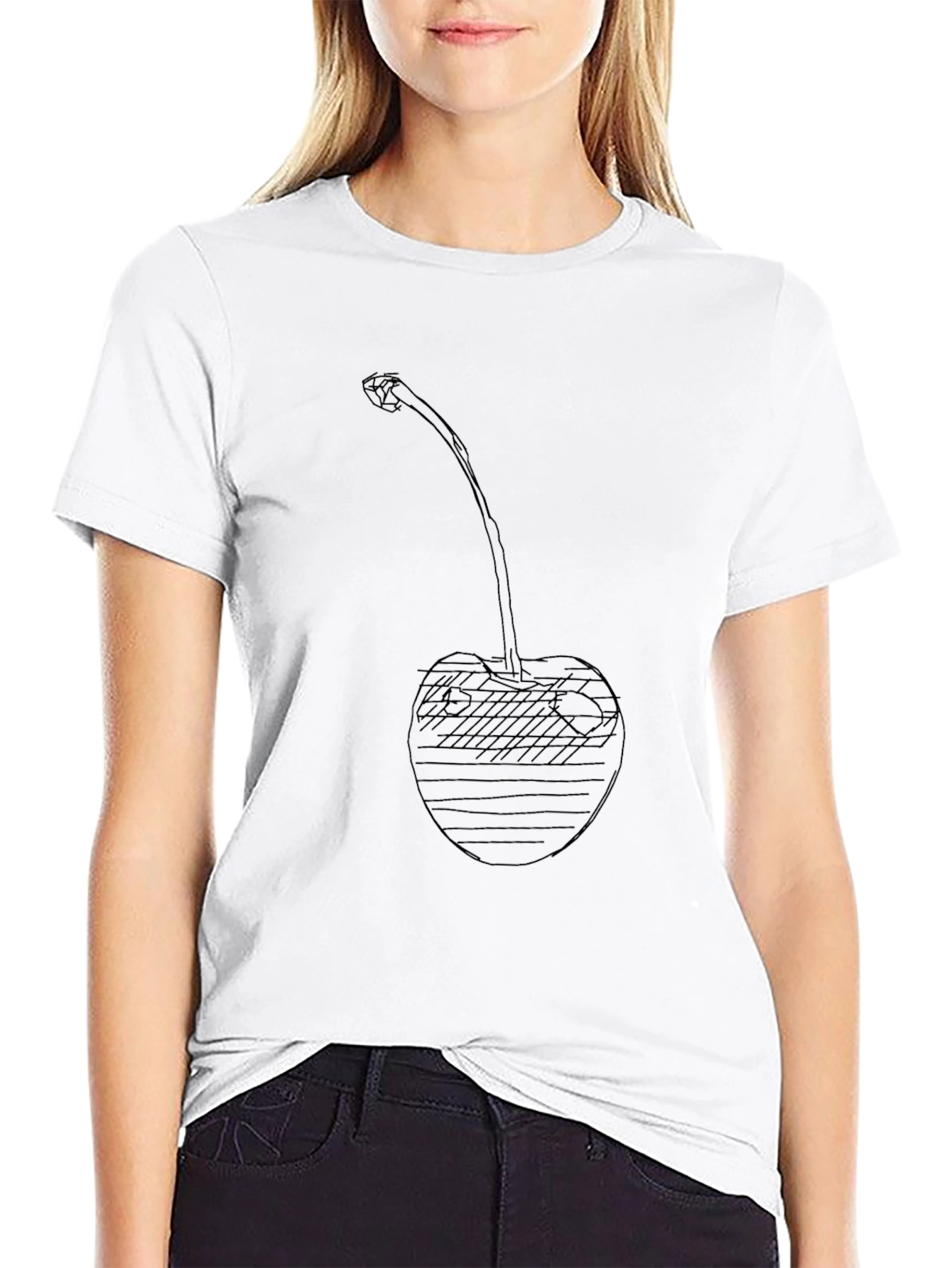 Cherry Sketch Graphic Black T-Shirt