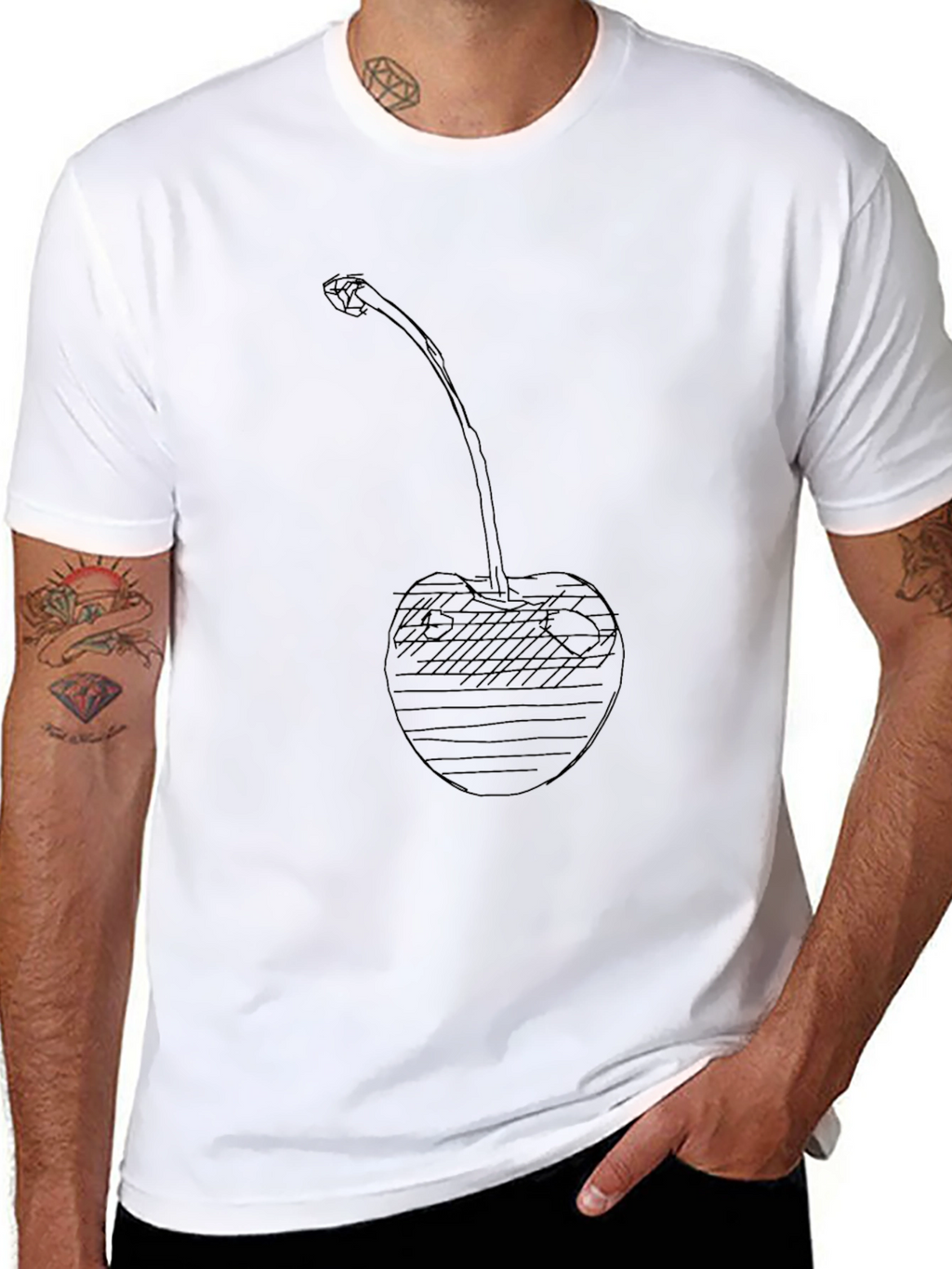 Cherry Sketch Graphic Black T-Shirt