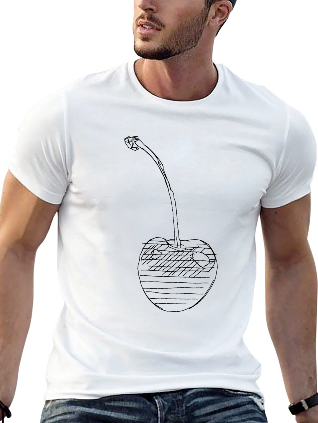 Cherry Sketch Graphic Black T-Shirt