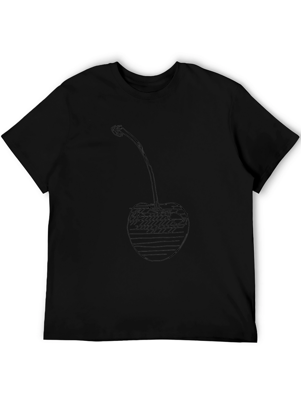 Cherry Sketch Graphic Black T-Shirt