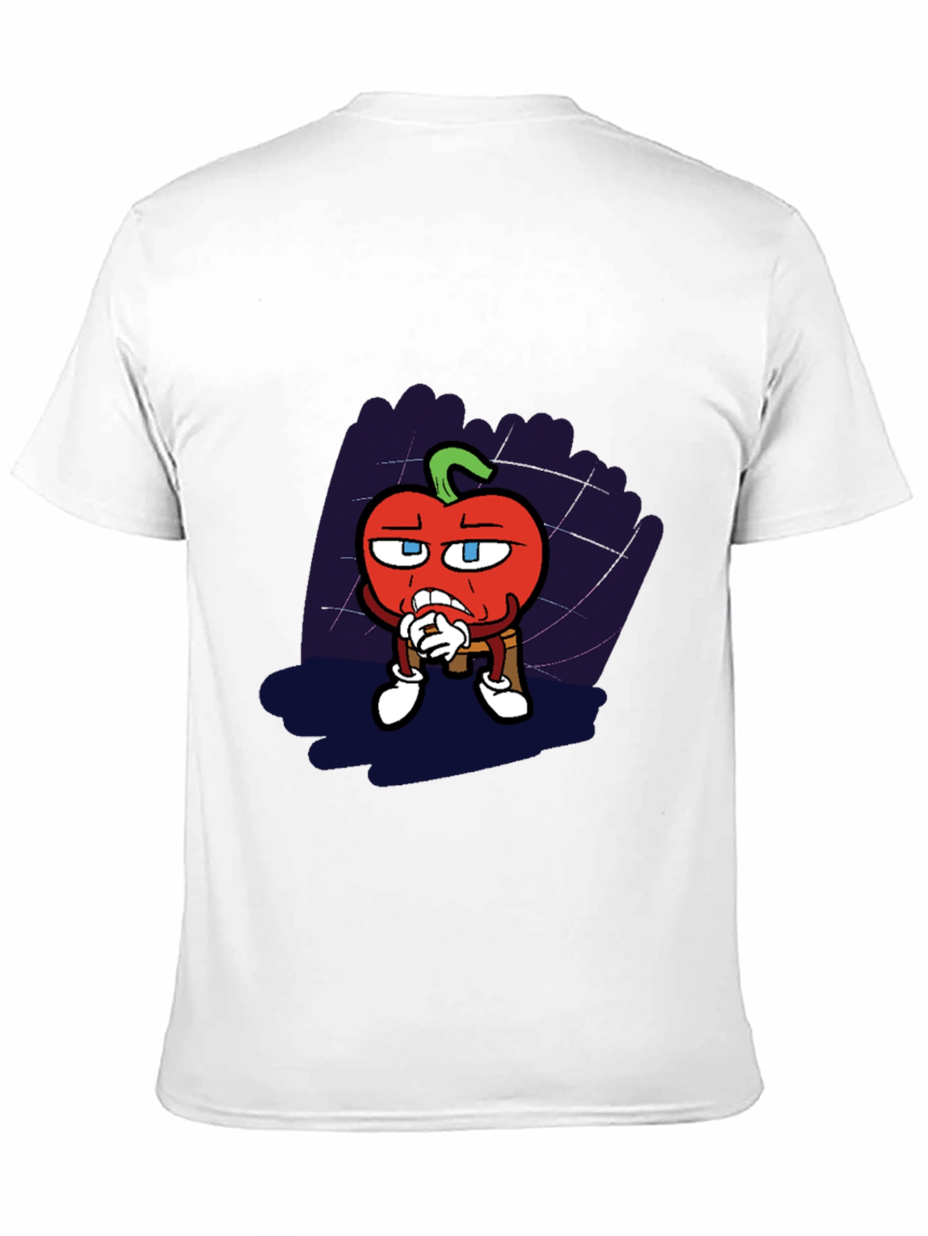 Cartoon Tomato Graphic Black T-Shirt