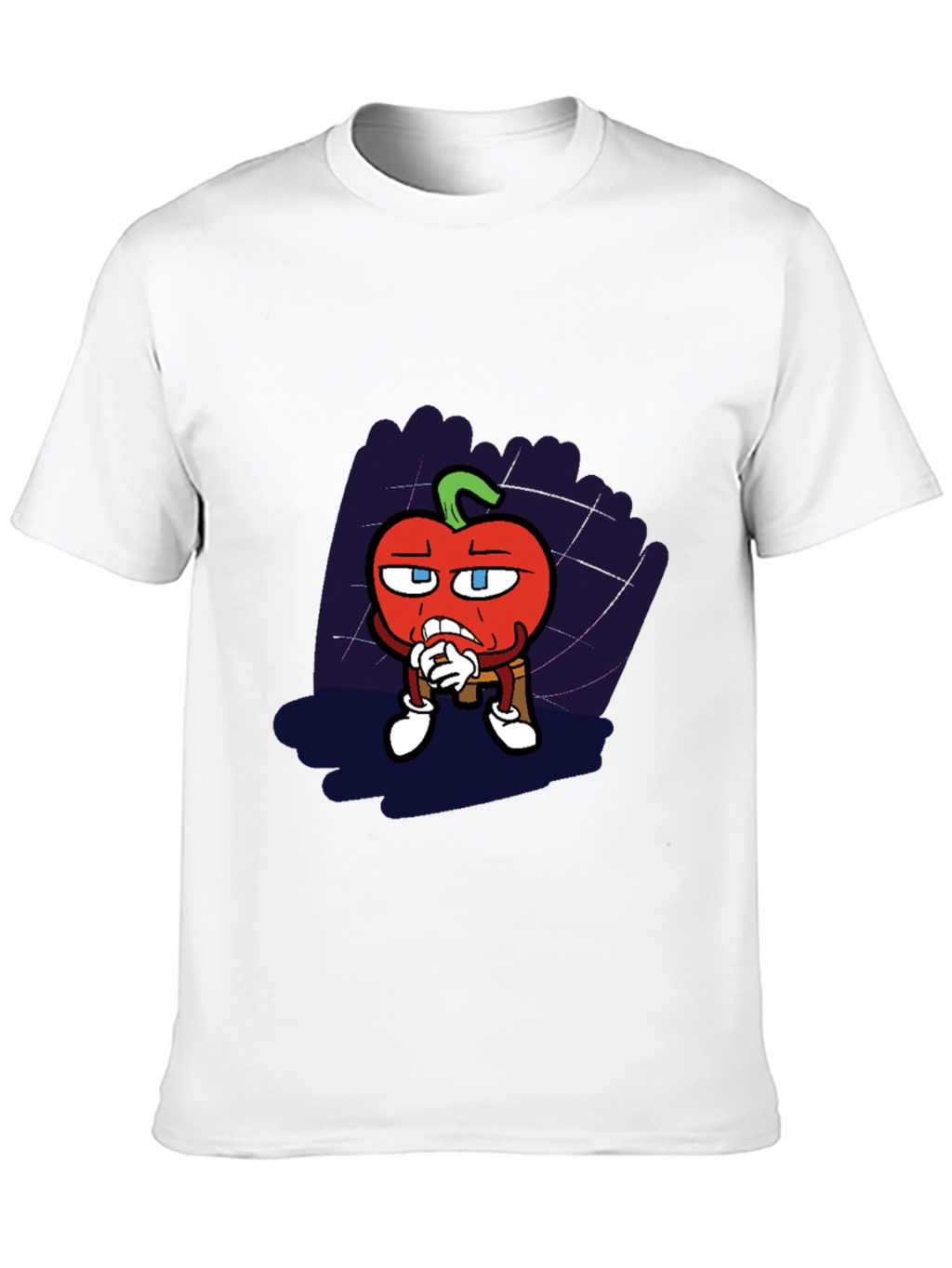 Cartoon Tomato Graphic Black T-Shirt