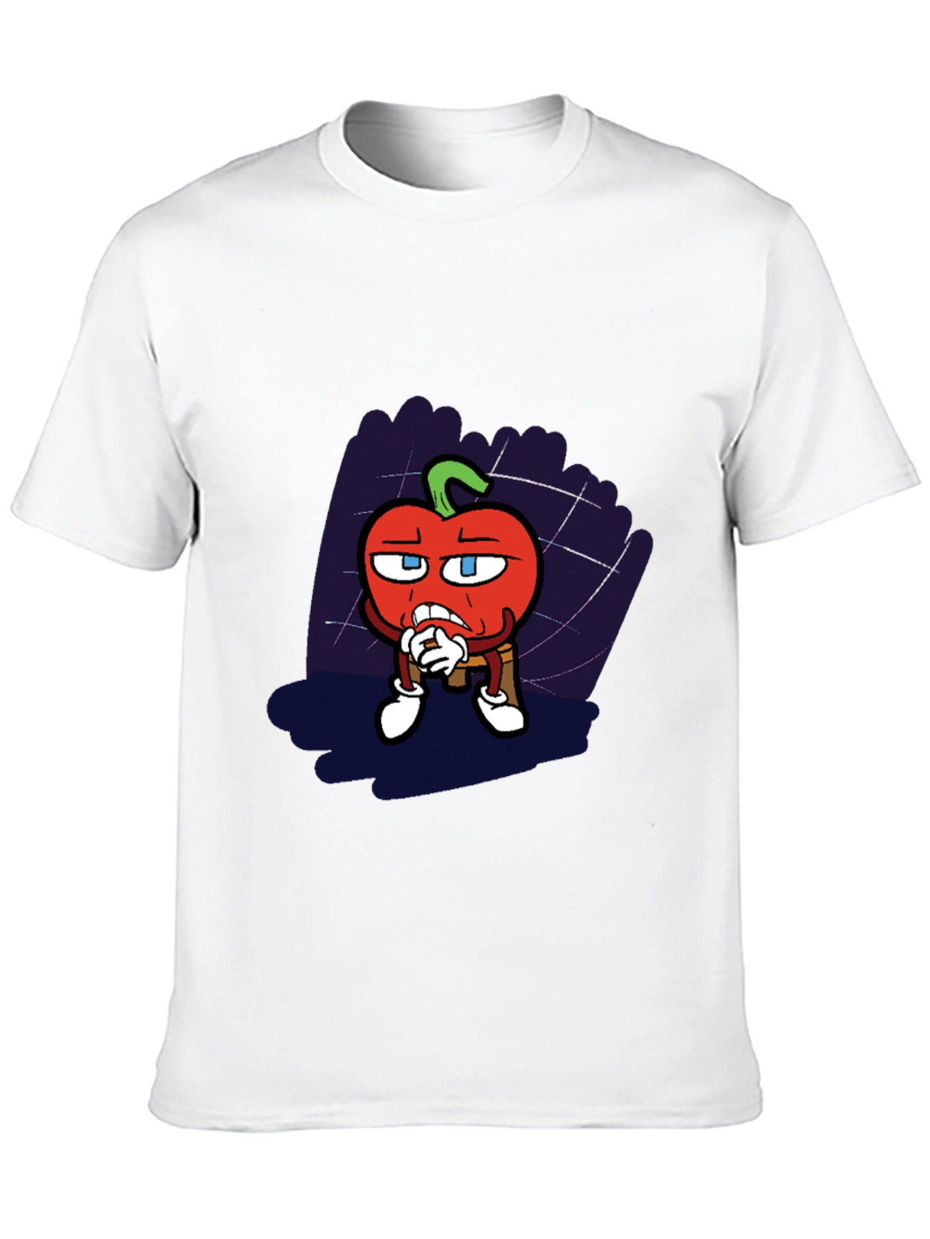 Cartoon Tomato Graphic Black T-Shirt
