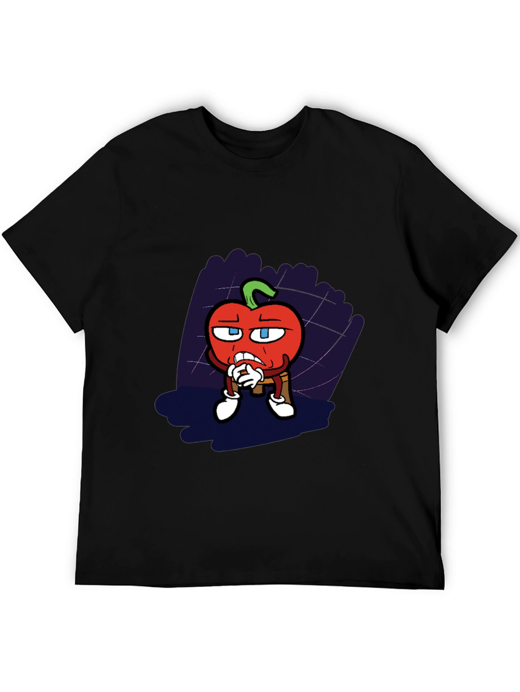 Cartoon Tomato Graphic Black T-Shirt
