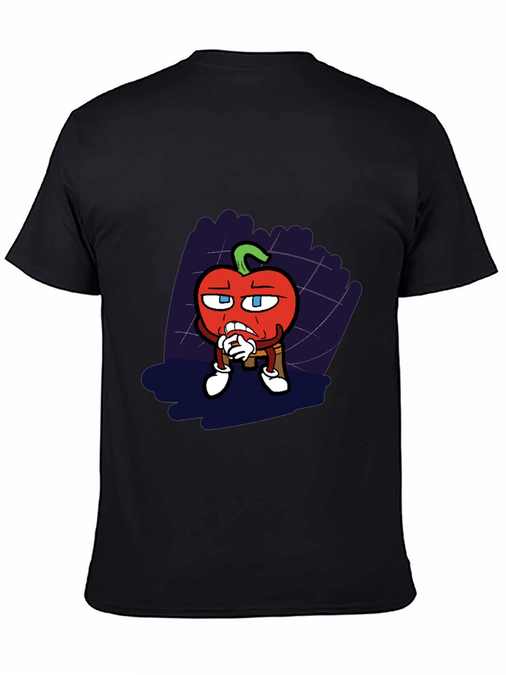 Cartoon Tomato Graphic Black T-Shirt