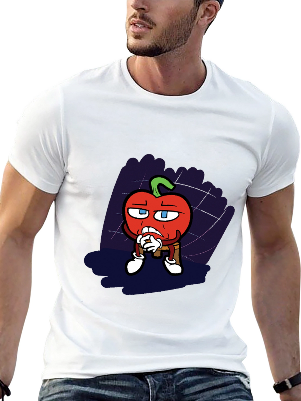 Cartoon Tomato Graphic Black T-Shirt