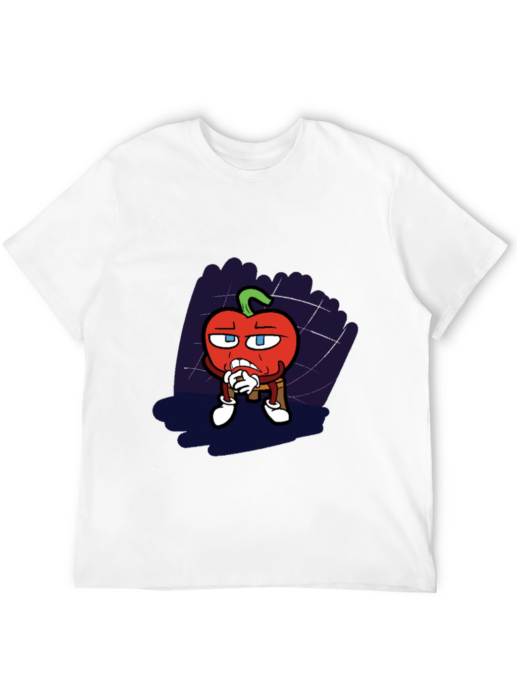 Cartoon Tomato Graphic Black T-Shirt