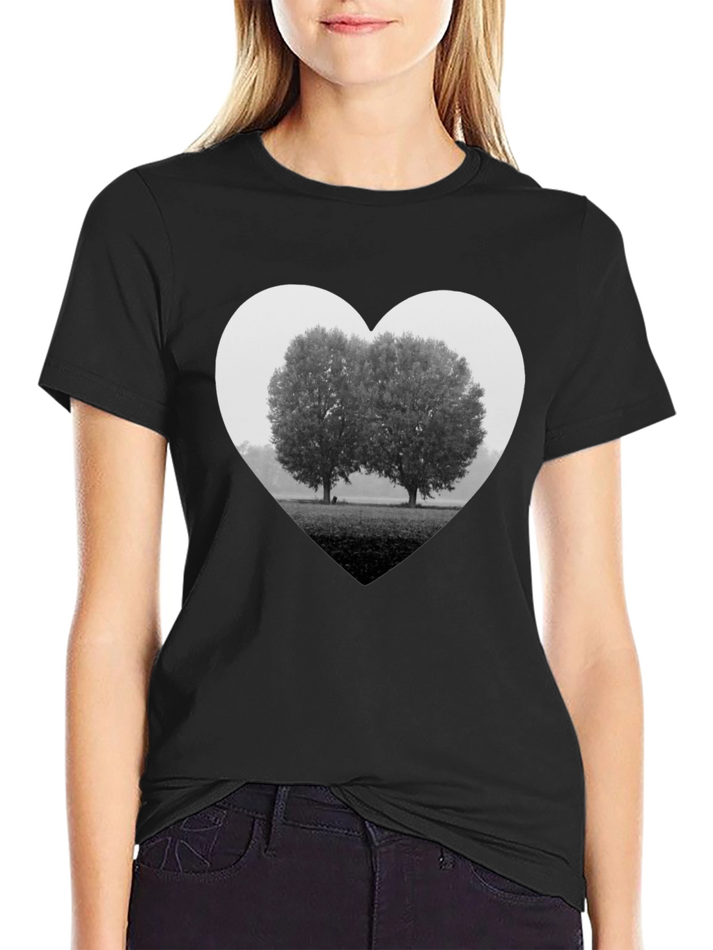 Heart Trees Graphic Tee - Black