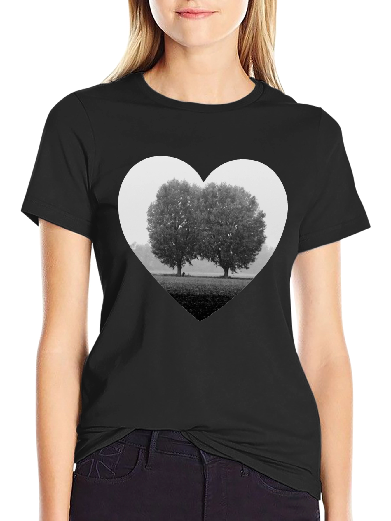 Heart Trees Graphic Tee - Black