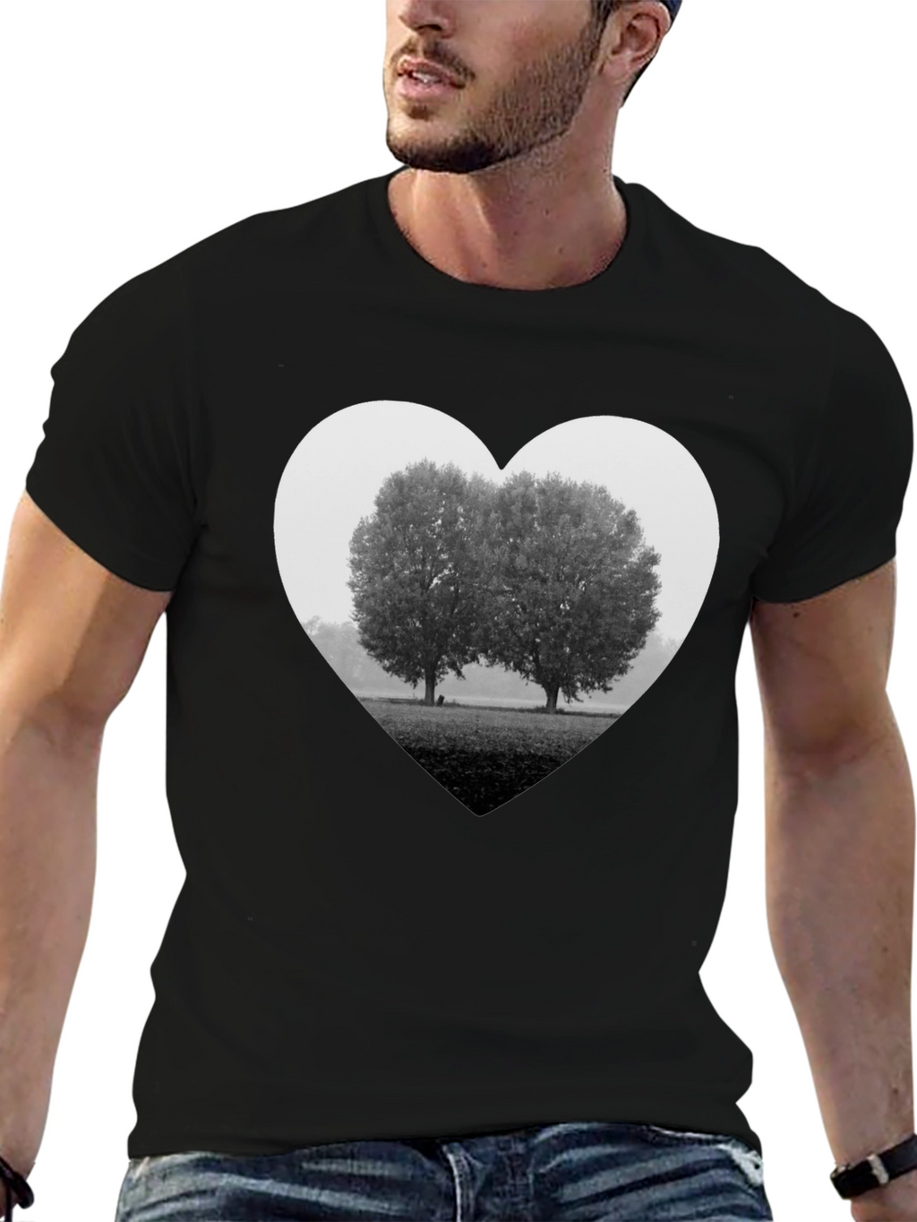 Heart Trees Graphic Tee - Black