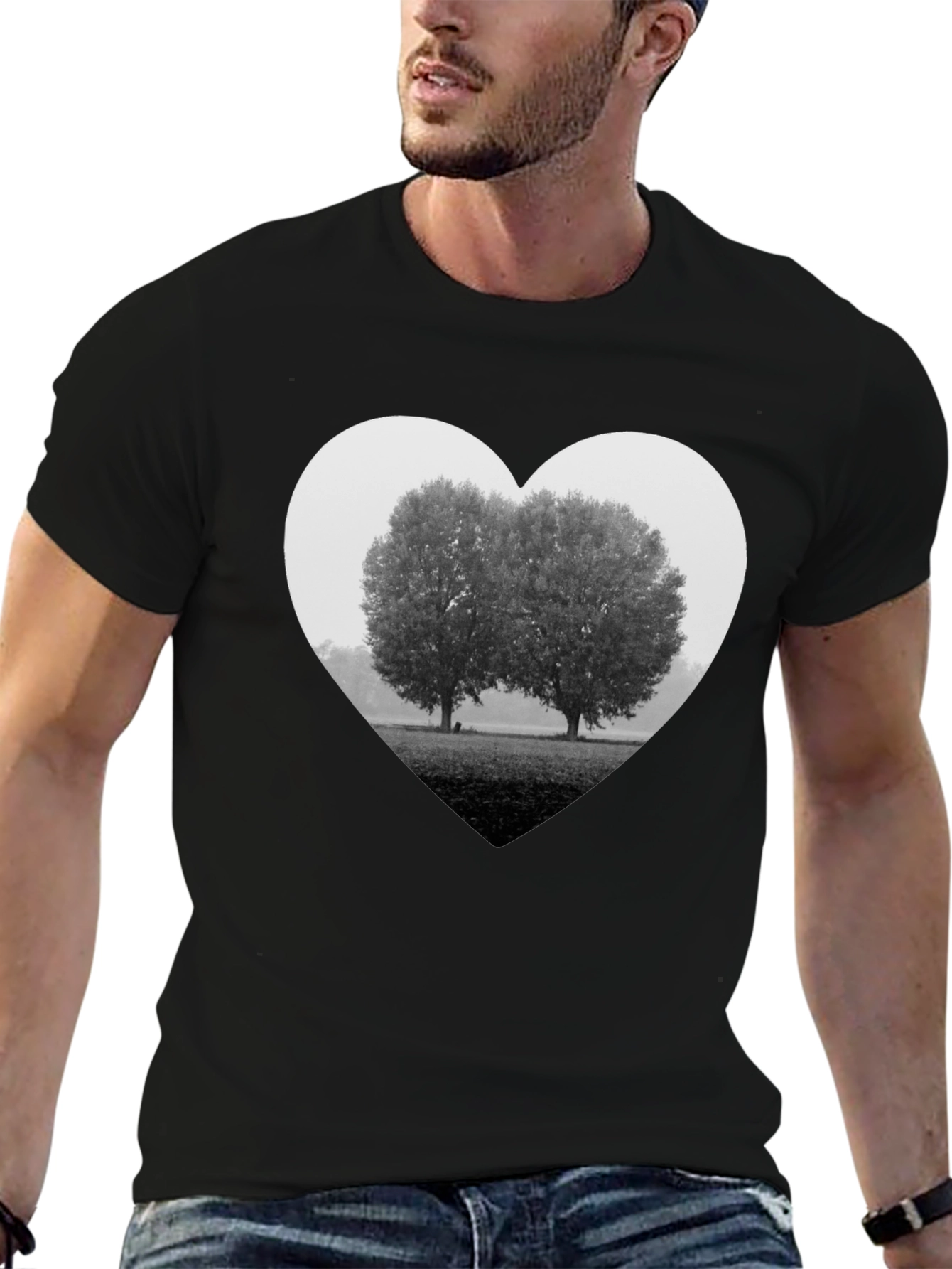 Heart Trees Graphic Tee - Black
