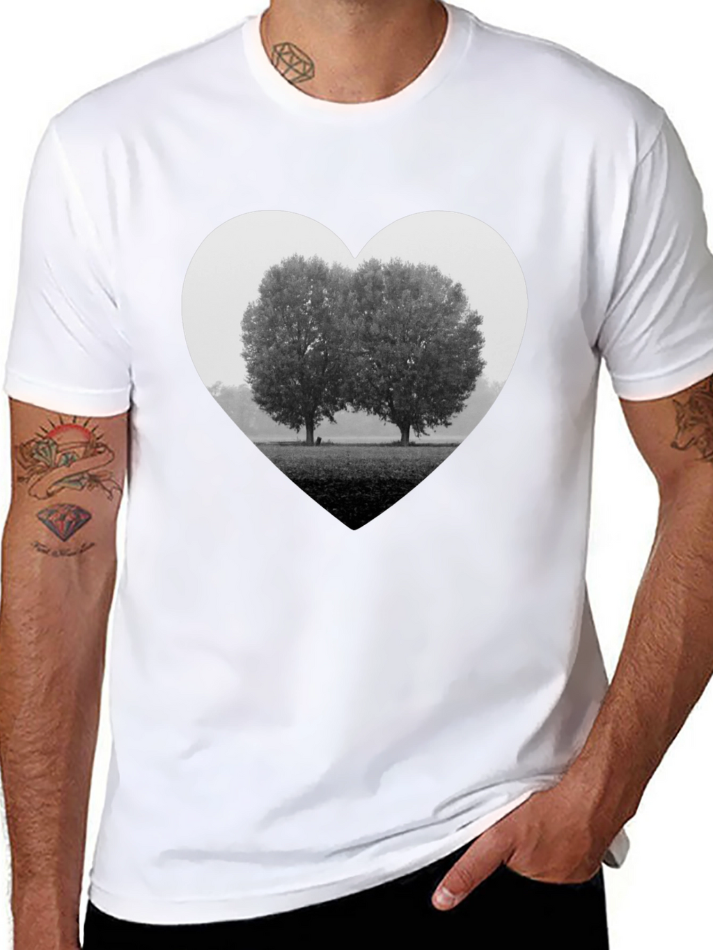 Heart Trees Graphic Tee - Black