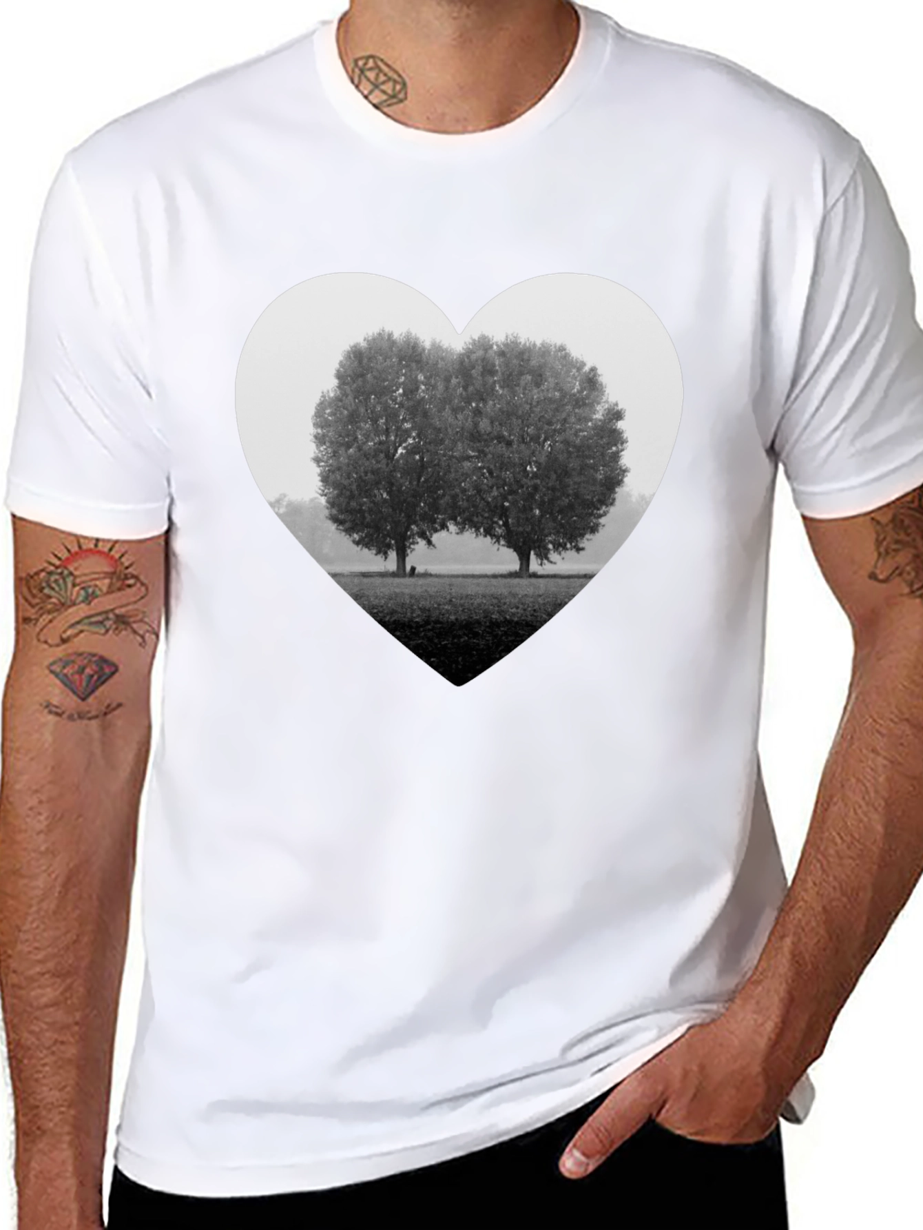 Heart Trees Graphic Tee - Black