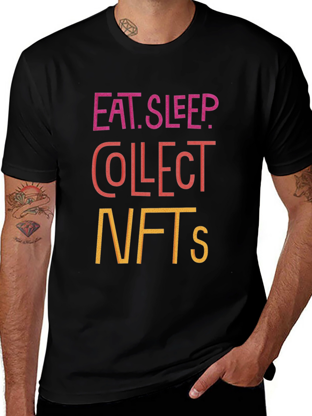 Eat Sleep Collect NFTs Black Graphic Tee
