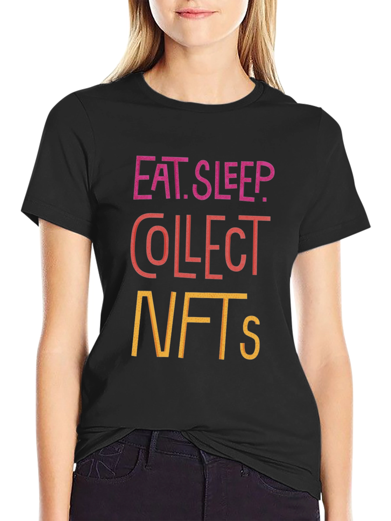 Eat Sleep Collect NFTs Black Graphic Tee