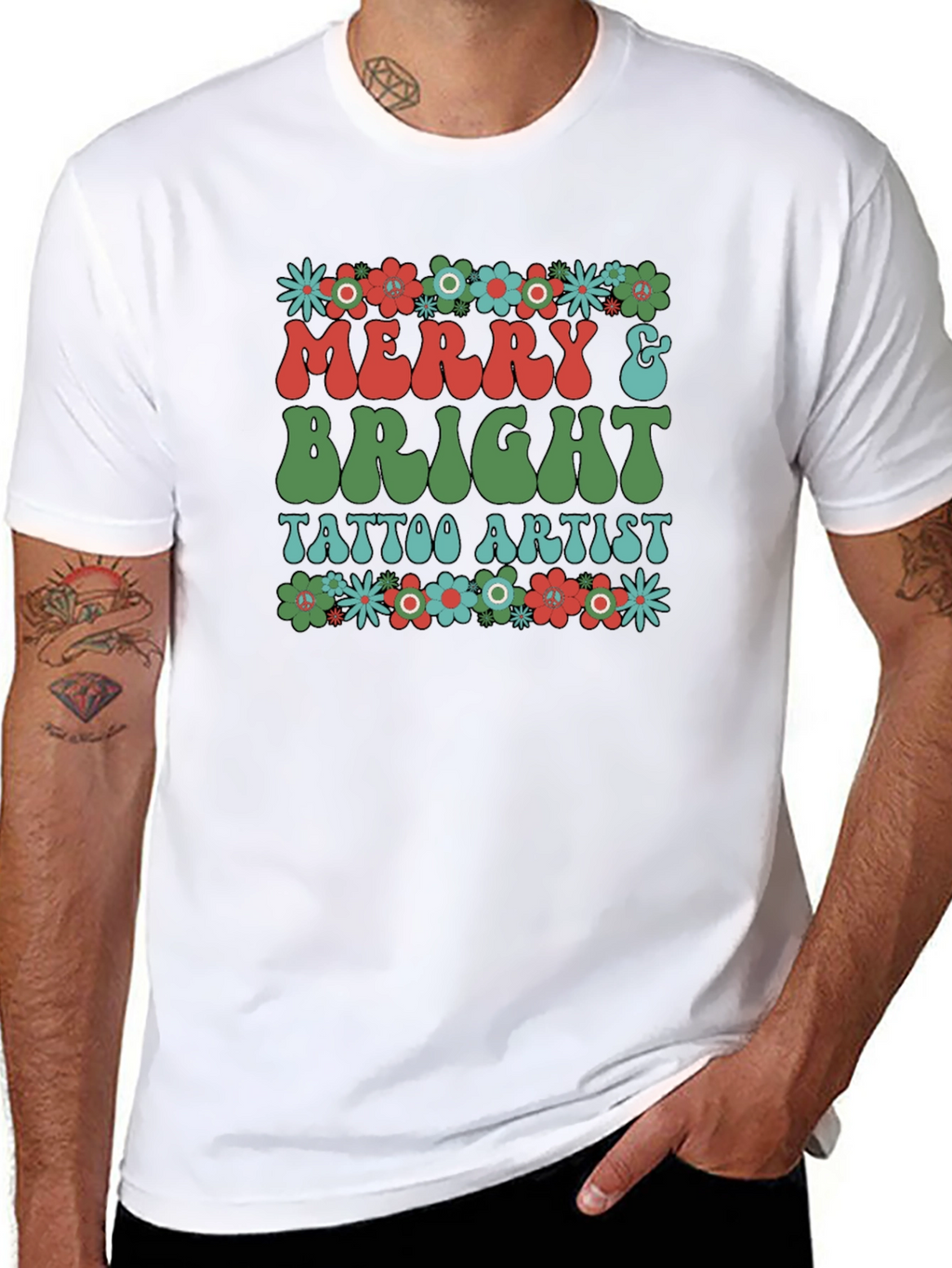 Merry & Bright Tattoo Artist Graphic T-Shirt