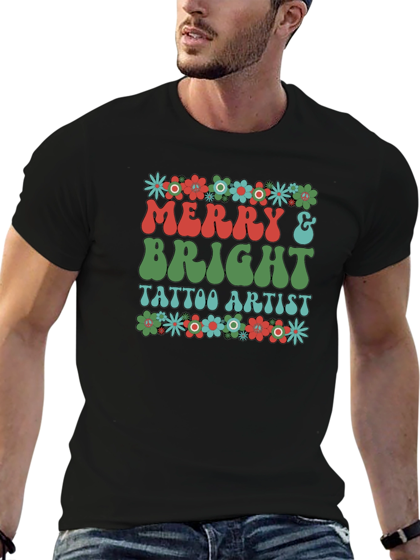 Merry & Bright Tattoo Artist Graphic T-Shirt
