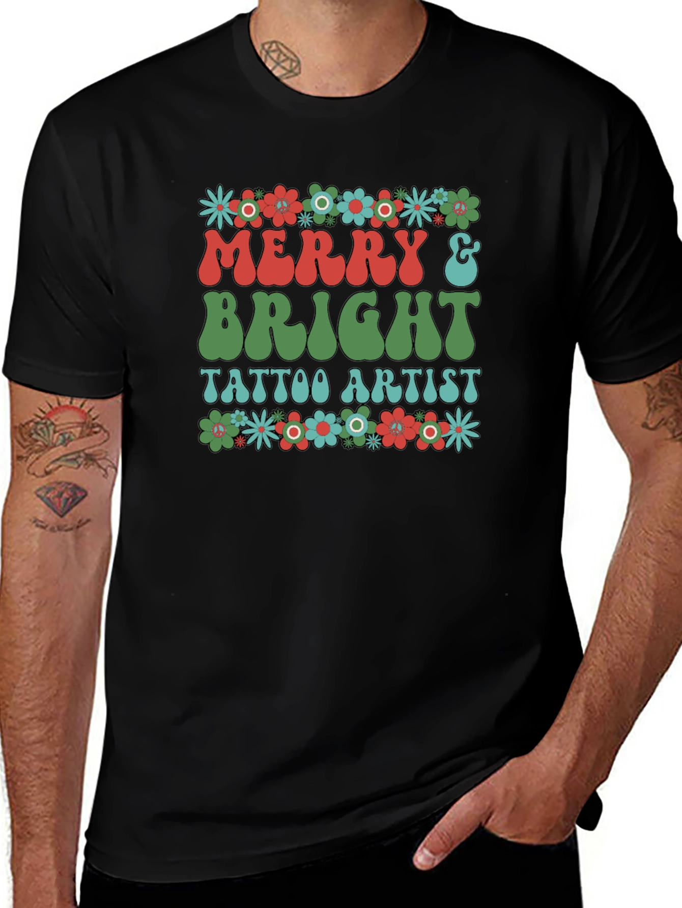 Merry & Bright Tattoo Artist Graphic T-Shirt