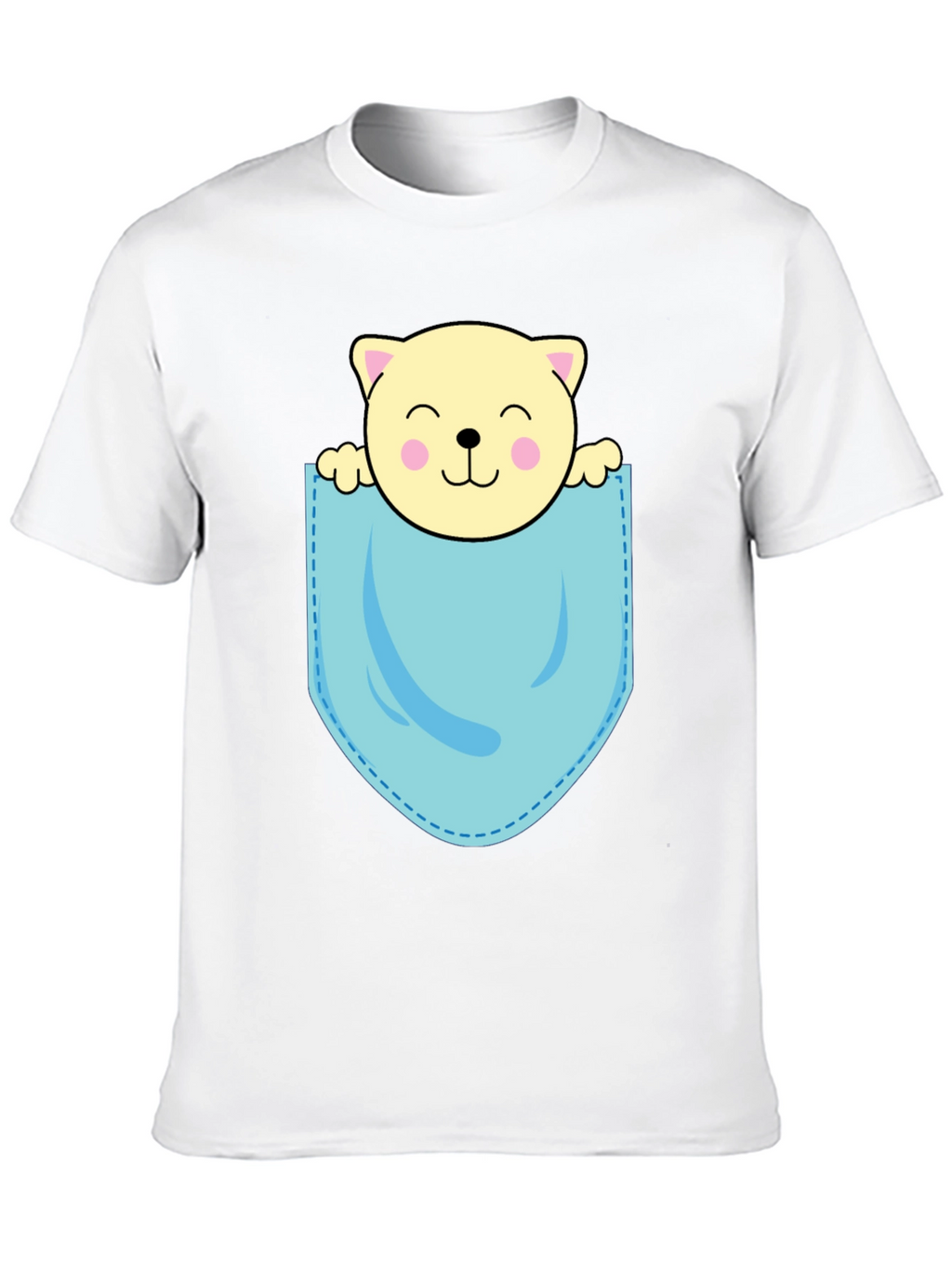 Cute Cat in Pocket Black T-Shirt